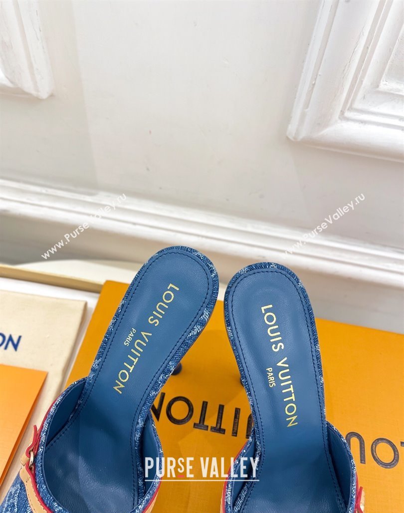 Louis Vuitton 6AM Heel Slides Sandal 10cm in Monogram Denim Blue 2025 1ADIGZ (MD-250422011)