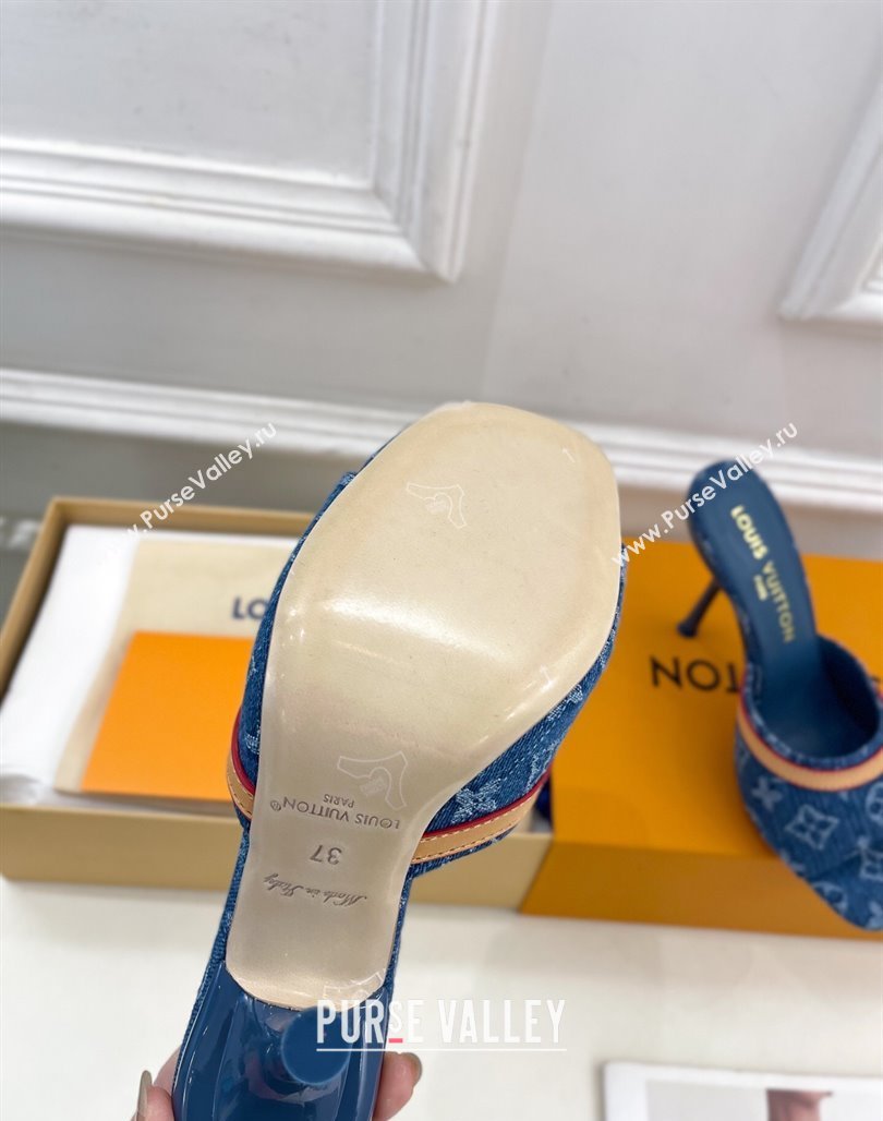 Louis Vuitton 6AM Heel Slides Sandal 10cm in Monogram Denim Blue 2025 1ADIGZ (MD-250422011)