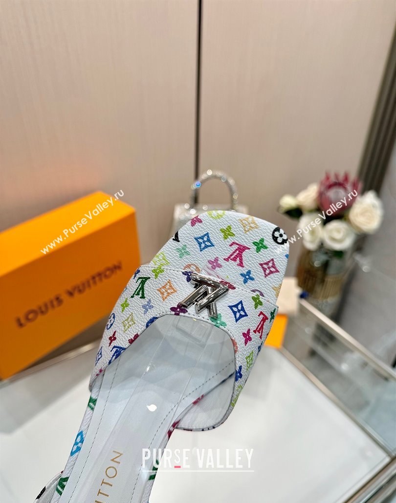 Louis Vuitton LV x TM Swing Heel Sandals 5.5cm in Multicolor Monogram Canvas White 2025 1AGUTG (MD-250422116)