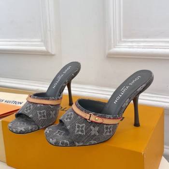 Louis Vuitton 6AM Heel Slides Sandal 10cm in Monogram Denim Grey 2025 1ADIGZ (MD-250422012)