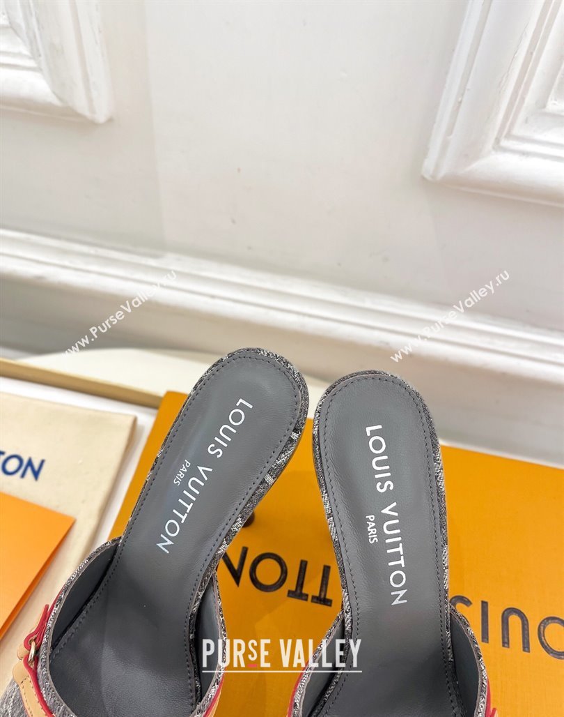 Louis Vuitton 6AM Heel Slides Sandal 10cm in Monogram Denim Grey 2025 1ADIGZ (MD-250422012)