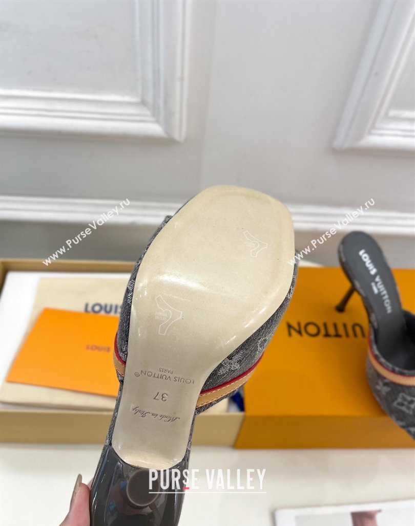 Louis Vuitton 6AM Heel Slides Sandal 10cm in Monogram Denim Grey 2025 1ADIGZ (MD-250422012)