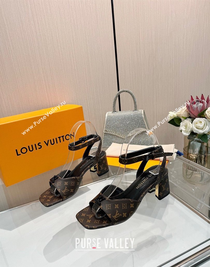 Louis Vuitton Swing Heel Sandals 5.5cm in Monogram Canvas Brown 2025 1AGUTG (MD-250422117)