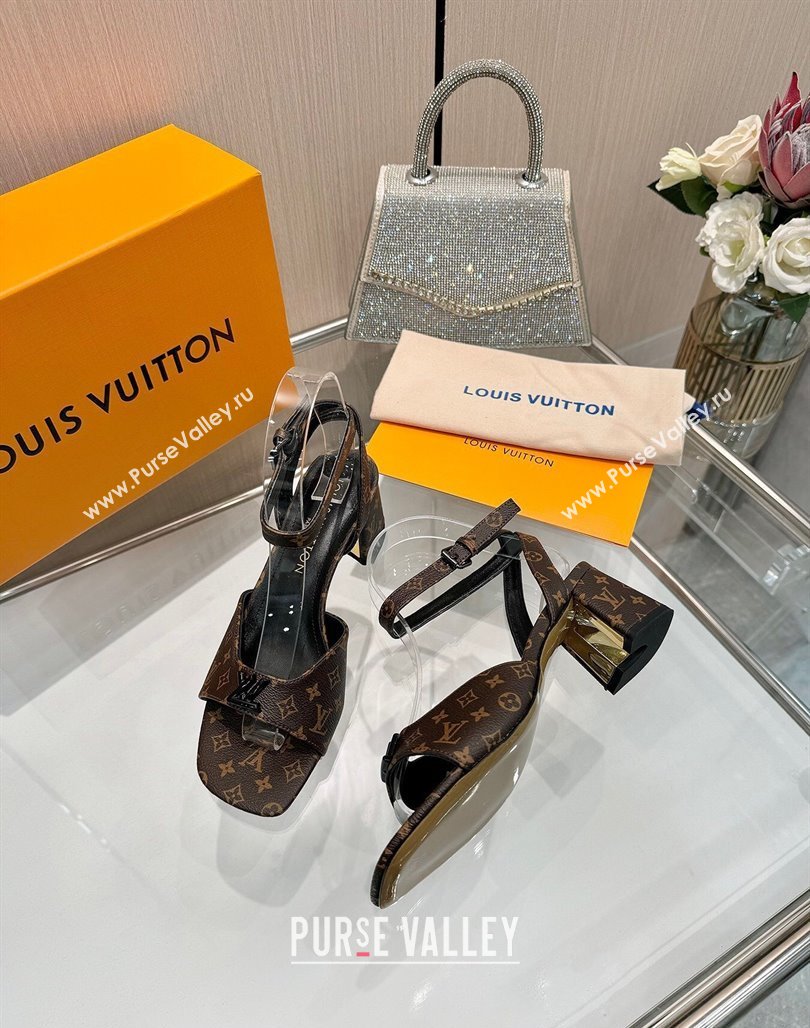 Louis Vuitton Swing Heel Sandals 5.5cm in Monogram Canvas Brown 2025 1AGUTG (MD-250422117)