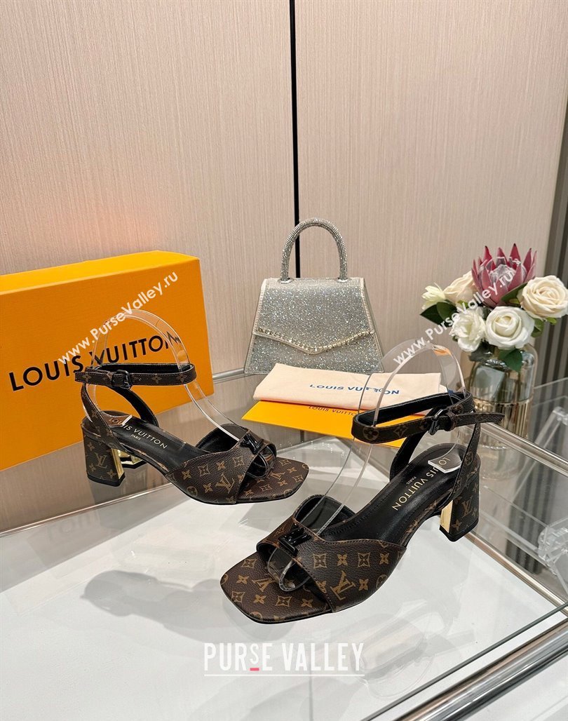 Louis Vuitton Swing Heel Sandals 5.5cm in Monogram Canvas Brown 2025 1AGUTG (MD-250422117)