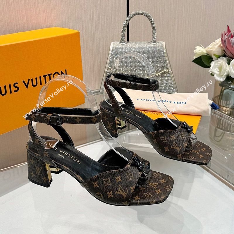 Louis Vuitton Swing Heel Sandals 5.5cm in Monogram Canvas Brown 2025 1AGUTG (MD-250422117)