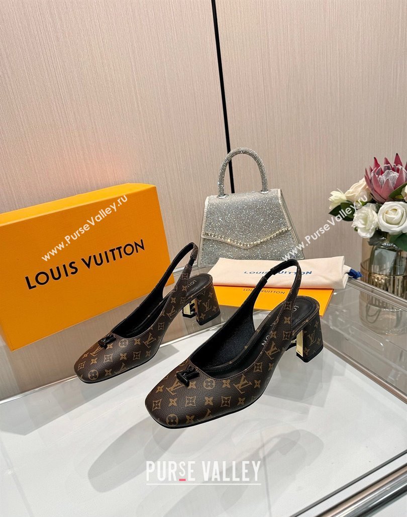 Louis Vuitton Swing Slingback Pump 5.5cm in Monogram Canvas Brown 2025 1AGTY9 (MD-250422118)