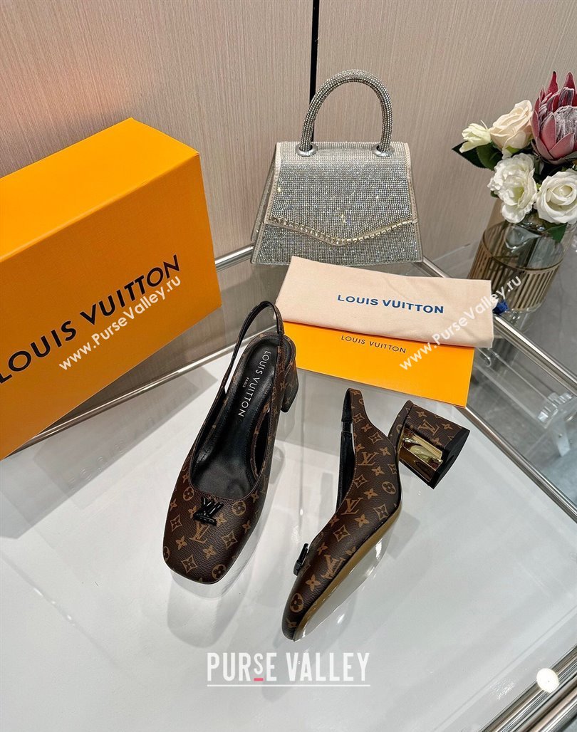 Louis Vuitton Swing Slingback Pump 5.5cm in Monogram Canvas Brown 2025 1AGTY9 (MD-250422118)
