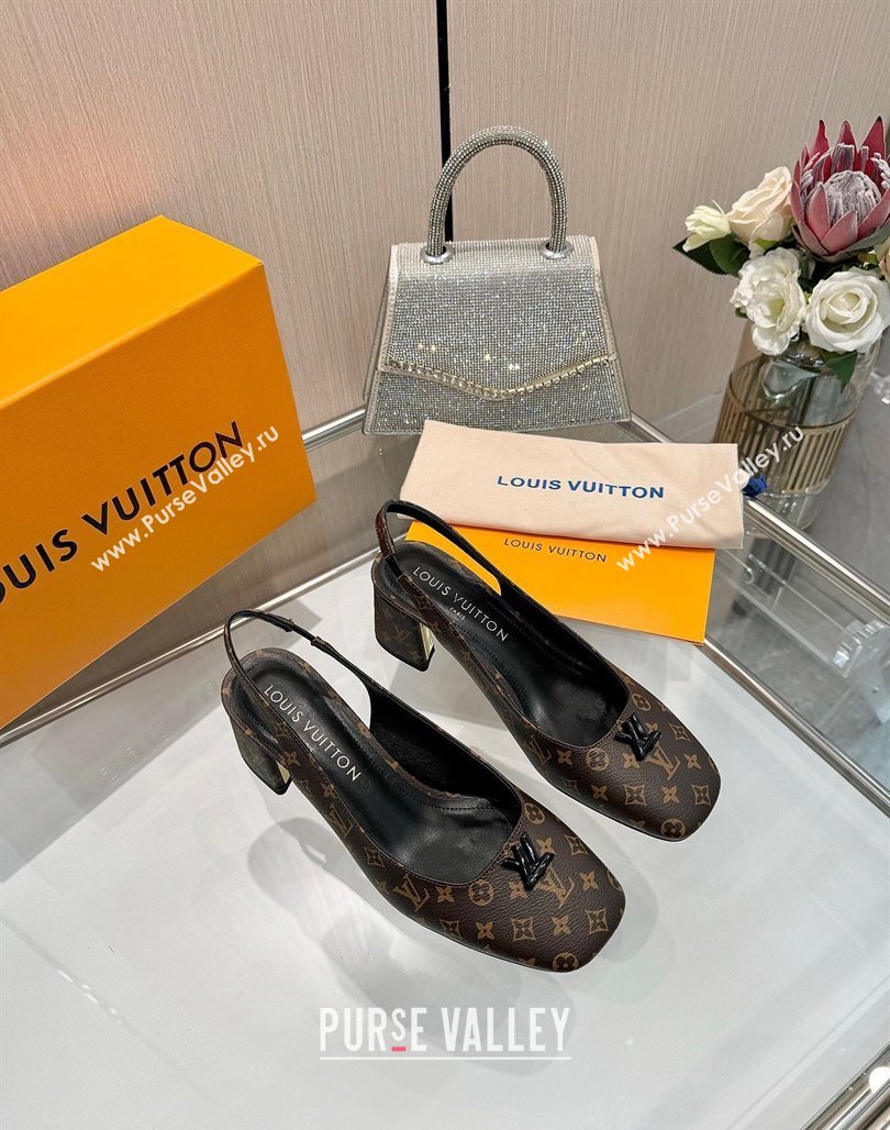 Louis Vuitton Swing Slingback Pump 5.5cm in Monogram Canvas Brown 2025 1AGTY9 (MD-250422118)