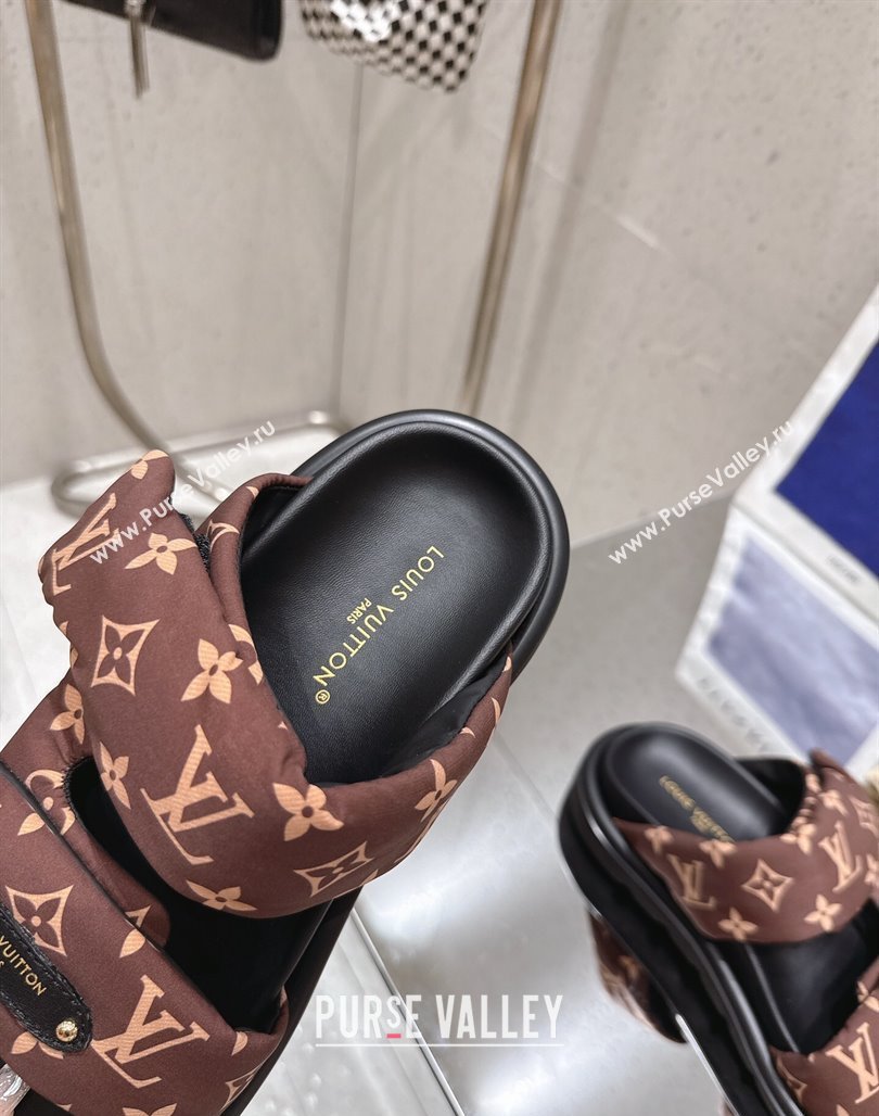 Louis Vuitton Pool Pillow Flat Comfort Slides Sandal in Monogram Nylon Brown 2025 1AHMDV (MD-250422068)