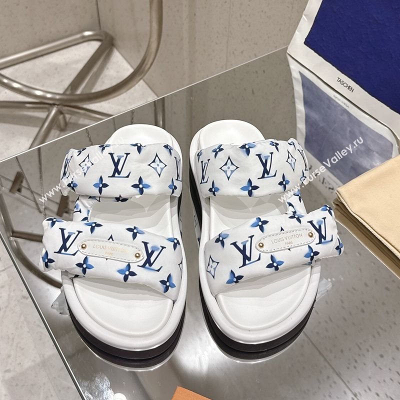 Louis Vuitton Pool Pillow Flat Comfort Slides Sandal in Monogram Nylon White 2025 1AHMDV (MD-250422069)