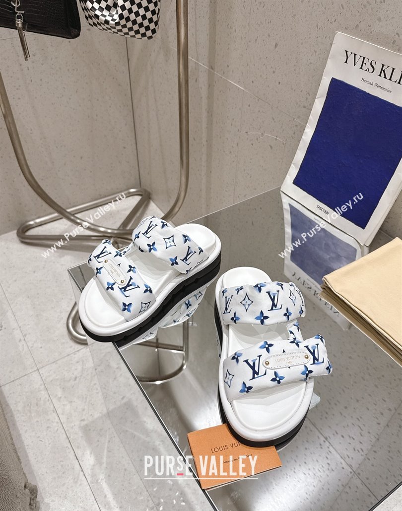 Louis Vuitton Pool Pillow Flat Comfort Slides Sandal in Monogram Nylon White 2025 1AHMDV (MD-250422069)
