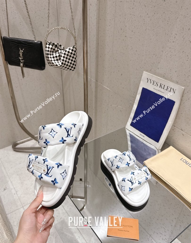 Louis Vuitton Pool Pillow Flat Comfort Slides Sandal in Monogram Nylon White 2025 1AHMDV (MD-250422069)