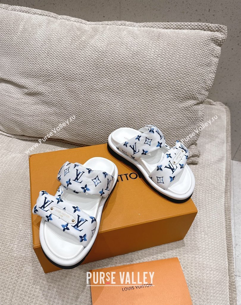 Louis Vuitton Pool Pillow Flat Comfort Slides Sandal in Monogram Nylon White 2025 1AHMDV (MD-250422069)