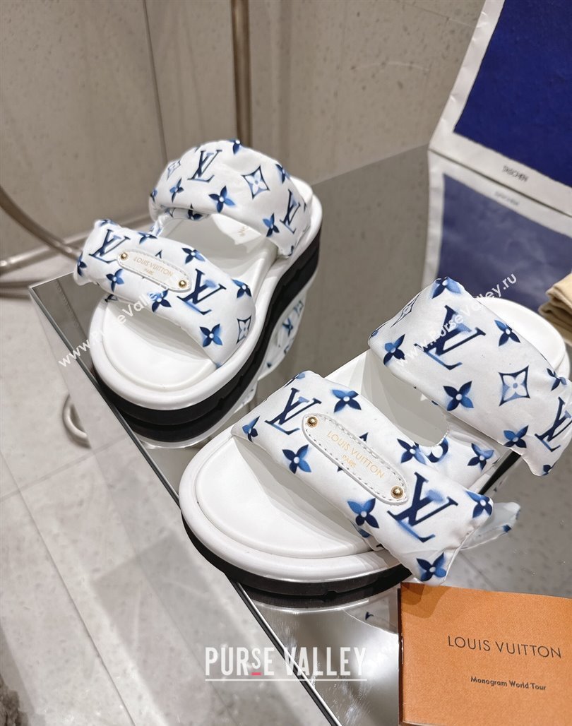 Louis Vuitton Pool Pillow Flat Comfort Slides Sandal in Monogram Nylon White 2025 1AHMDV (MD-250422069)