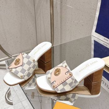 Louis Vuitton LV Frame Heel Slides Sandal 4.5cm in Damier Canvas Blue 2025 1AHLPV (MD-250422074)