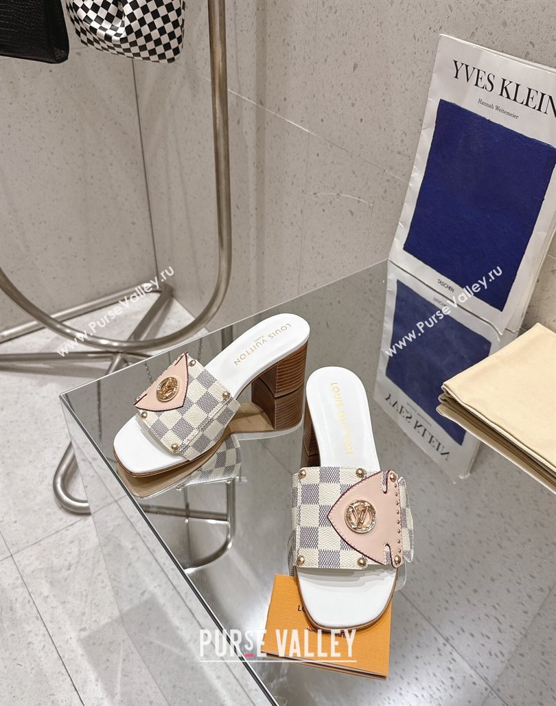 Louis Vuitton LV Frame Heel Slides Sandal 4.5cm in Damier Canvas Blue 2025 1AHLPV (MD-250422074)