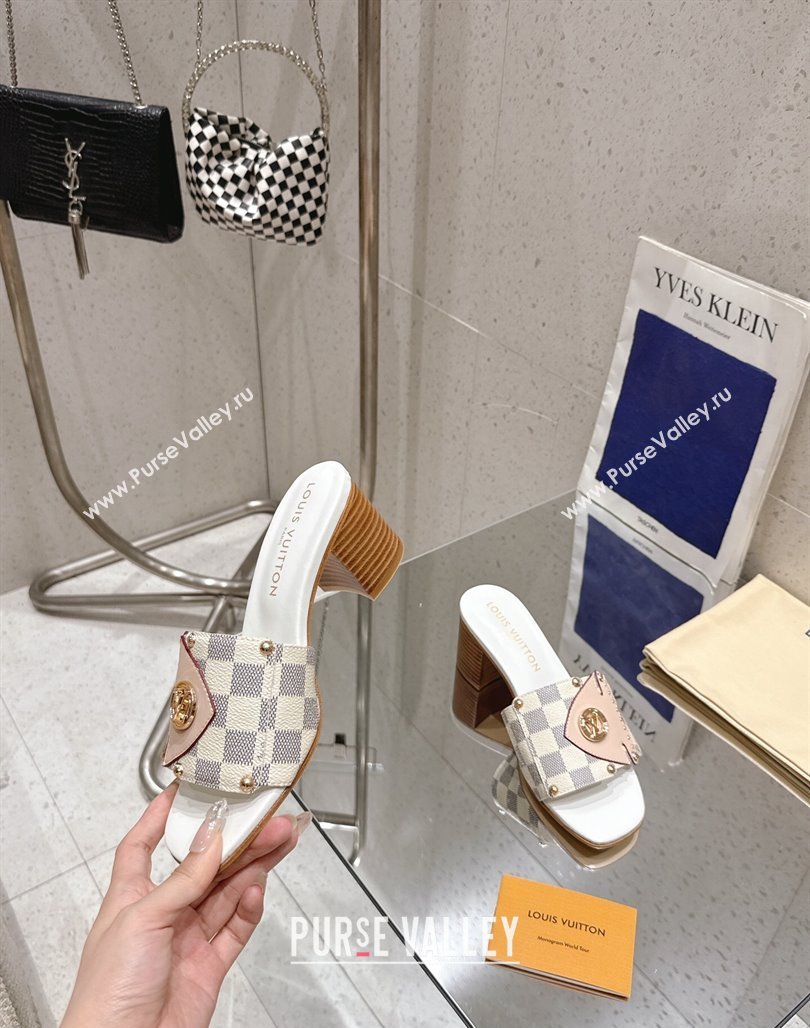 Louis Vuitton LV Frame Heel Slides Sandal 4.5cm in Damier Canvas Blue 2025 1AHLPV (MD-250422074)