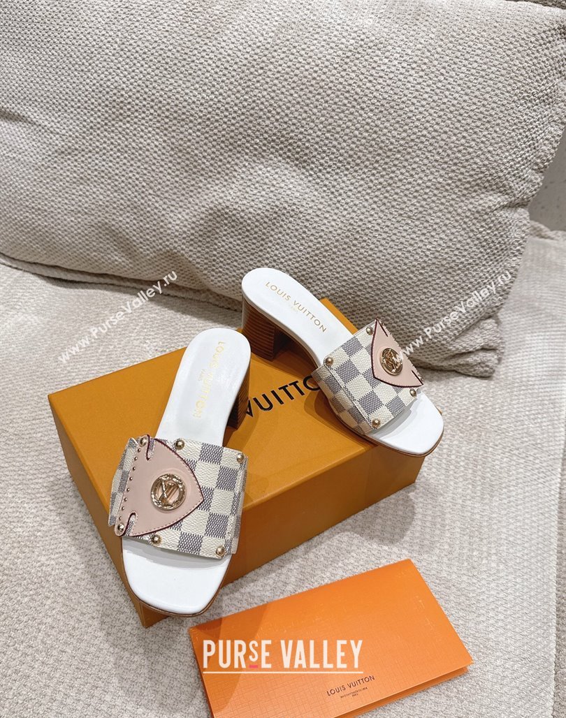 Louis Vuitton LV Frame Heel Slides Sandal 4.5cm in Damier Canvas Blue 2025 1AHLPV (MD-250422074)