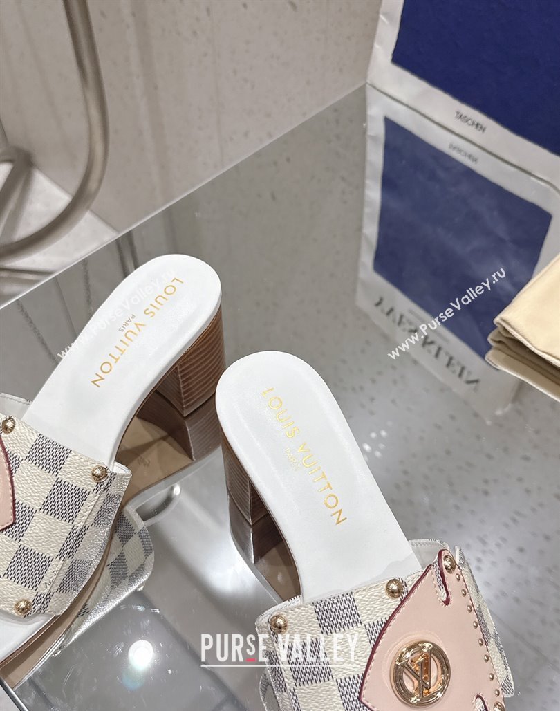 Louis Vuitton LV Frame Heel Slides Sandal 4.5cm in Damier Canvas Blue 2025 1AHLPV (MD-250422074)