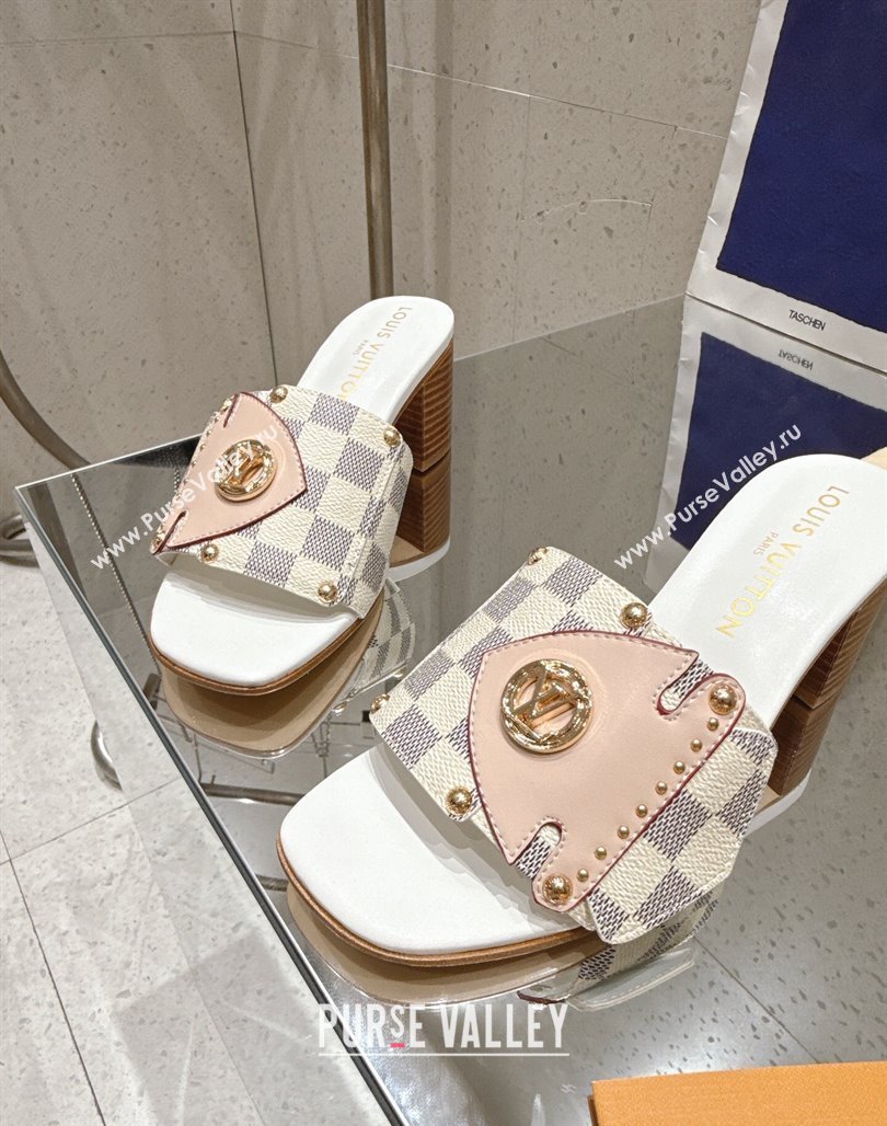 Louis Vuitton LV Frame Heel Slides Sandal 4.5cm in Damier Canvas Blue 2025 1AHLPV (MD-250422074)