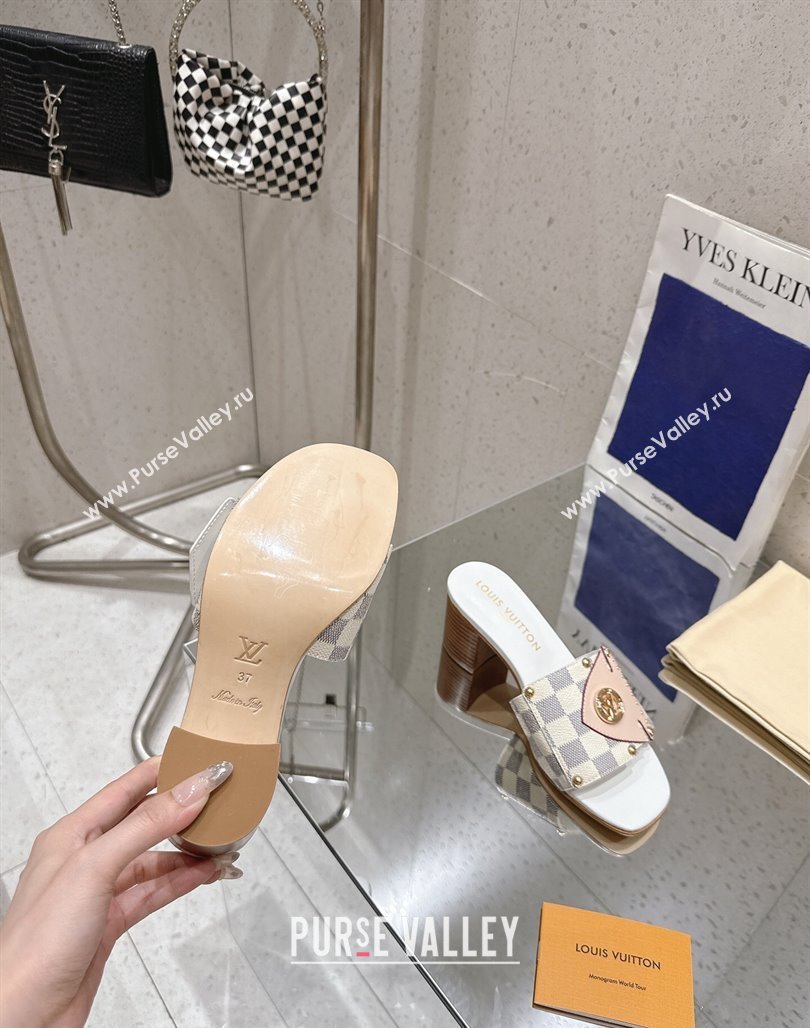 Louis Vuitton LV Frame Heel Slides Sandal 4.5cm in Damier Canvas Blue 2025 1AHLPV (MD-250422074)