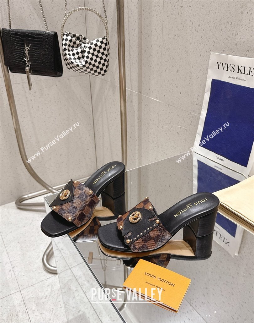 Louis Vuitton LV Frame Heel Slides Sandal 4.5cm in Damier Canvas Brown 2025 1AHLPV (MD-250422075)