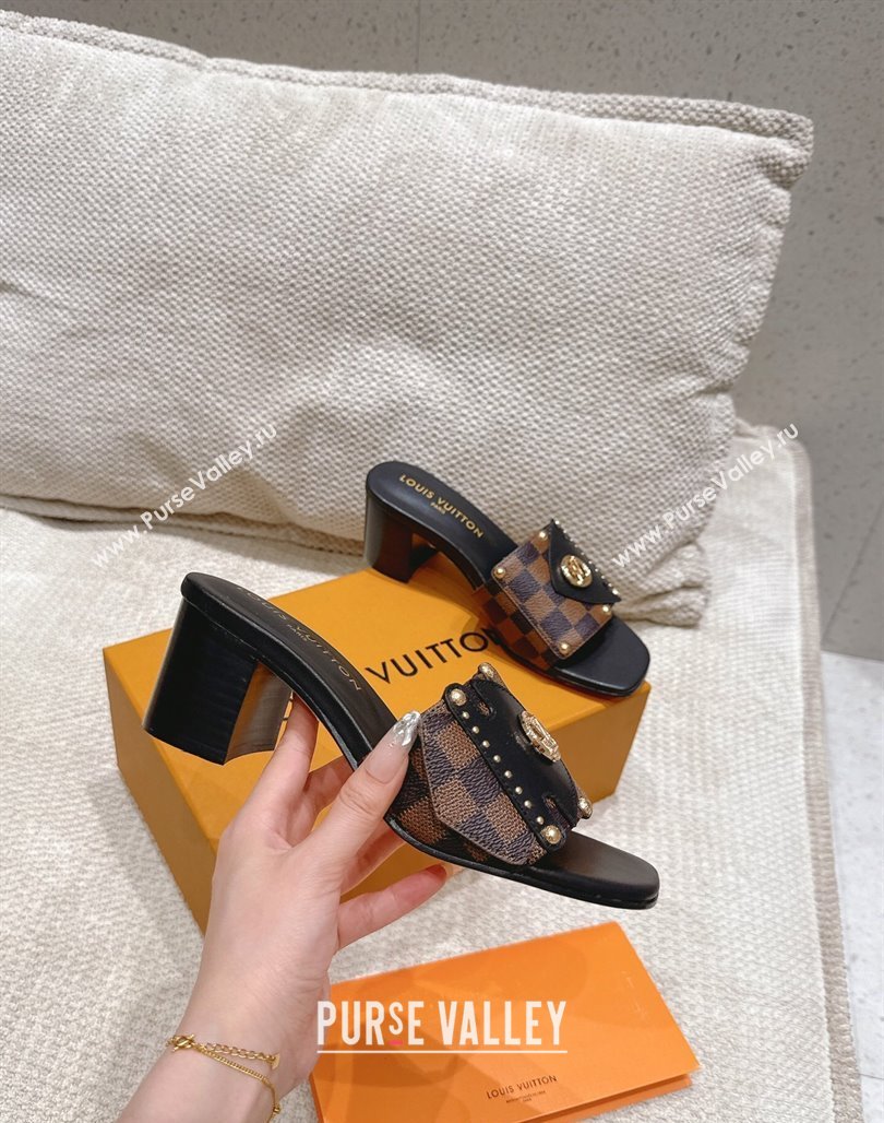 Louis Vuitton LV Frame Heel Slides Sandal 4.5cm in Damier Canvas Brown 2025 1AHLPV (MD-250422075)