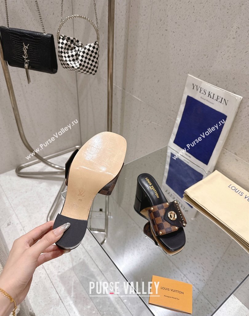 Louis Vuitton LV Frame Heel Slides Sandal 4.5cm in Damier Canvas Brown 2025 1AHLPV (MD-250422075)