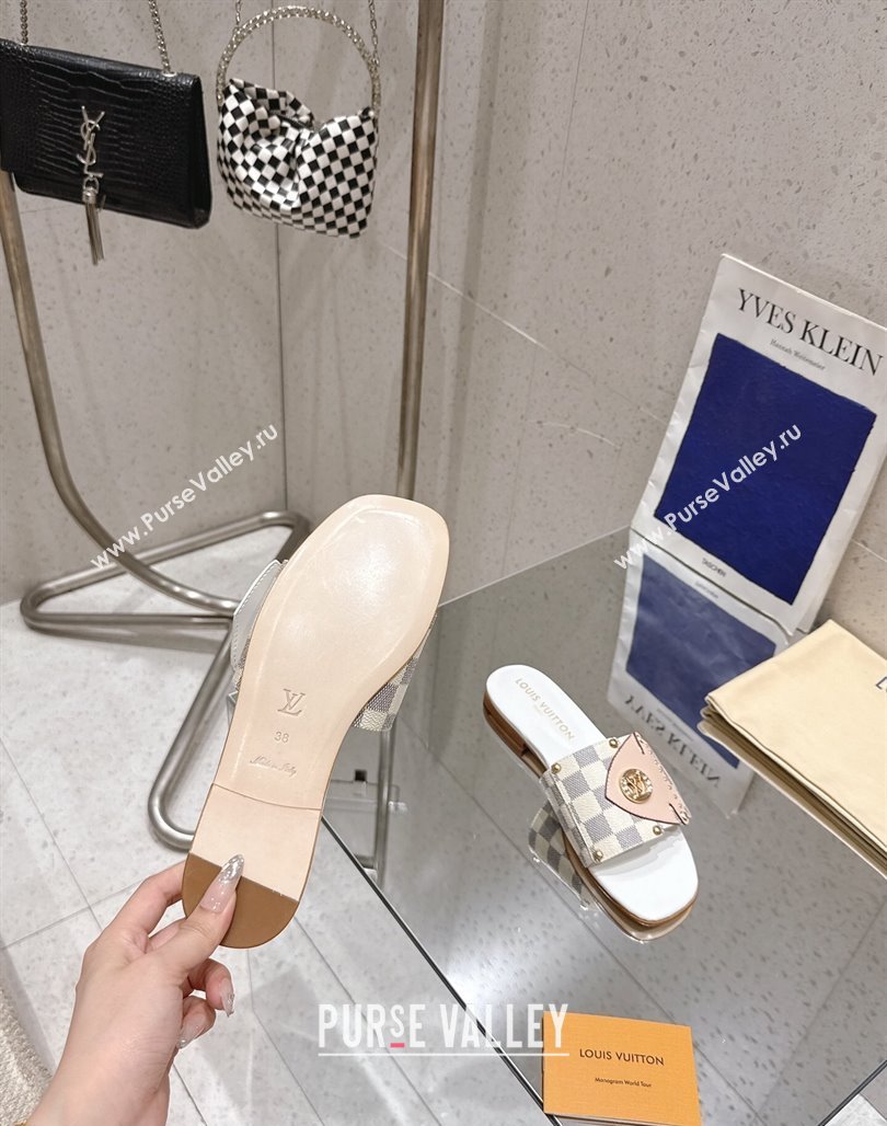 Louis Vuitton LV Frame Flat Slides Sandal in Damier Canvas Blue 2025 1AHLPV (MD-250422072)