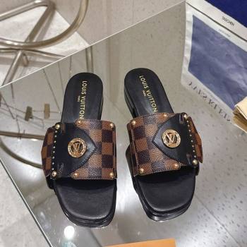Louis Vuitton LV Frame Flat Slides Sandal in Damier Canvas Brown 2025 1AHLPV (MD-250422073)