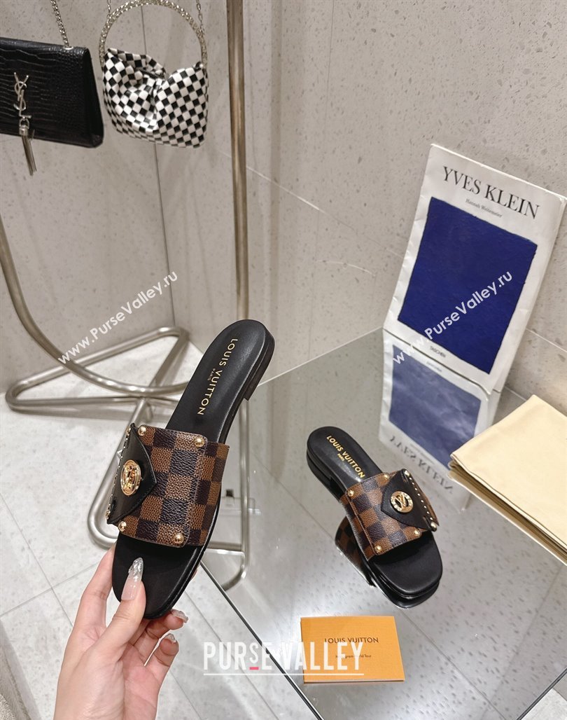 Louis Vuitton LV Frame Flat Slides Sandal in Damier Canvas Brown 2025 1AHLPV (MD-250422073)