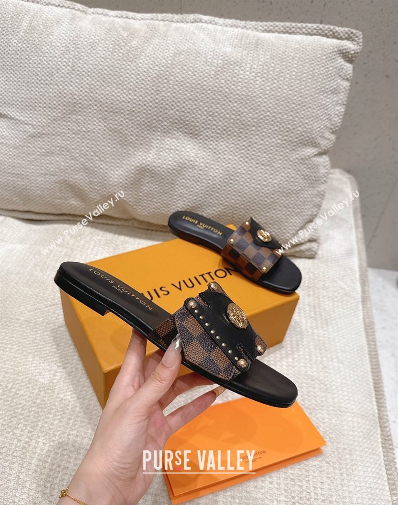 Louis Vuitton LV Frame Flat Slides Sandal in Damier Canvas Brown 2025 1AHLPV (MD-250422073)