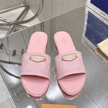 Louis Vuitton Lily Flat Slides Sandal in Monogram Denim Pink 2025 1AGX78 (MD-250422076)