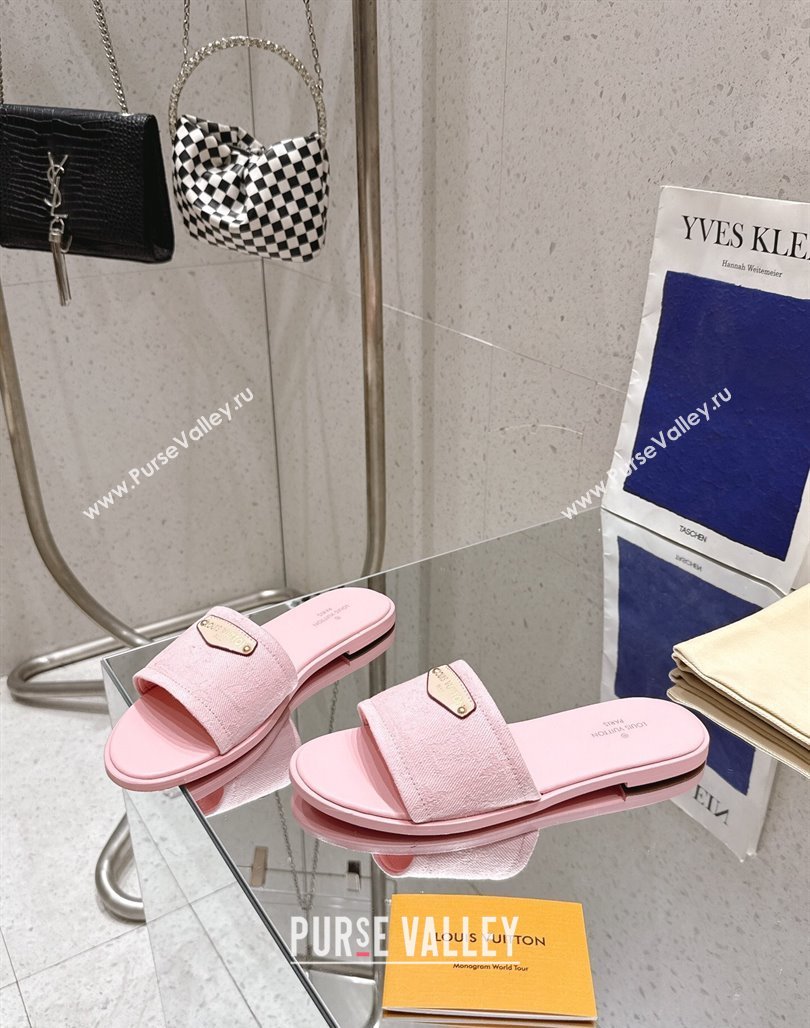 Louis Vuitton Lily Flat Slides Sandal in Monogram Denim Pink 2025 1AGX78 (MD-250422076)