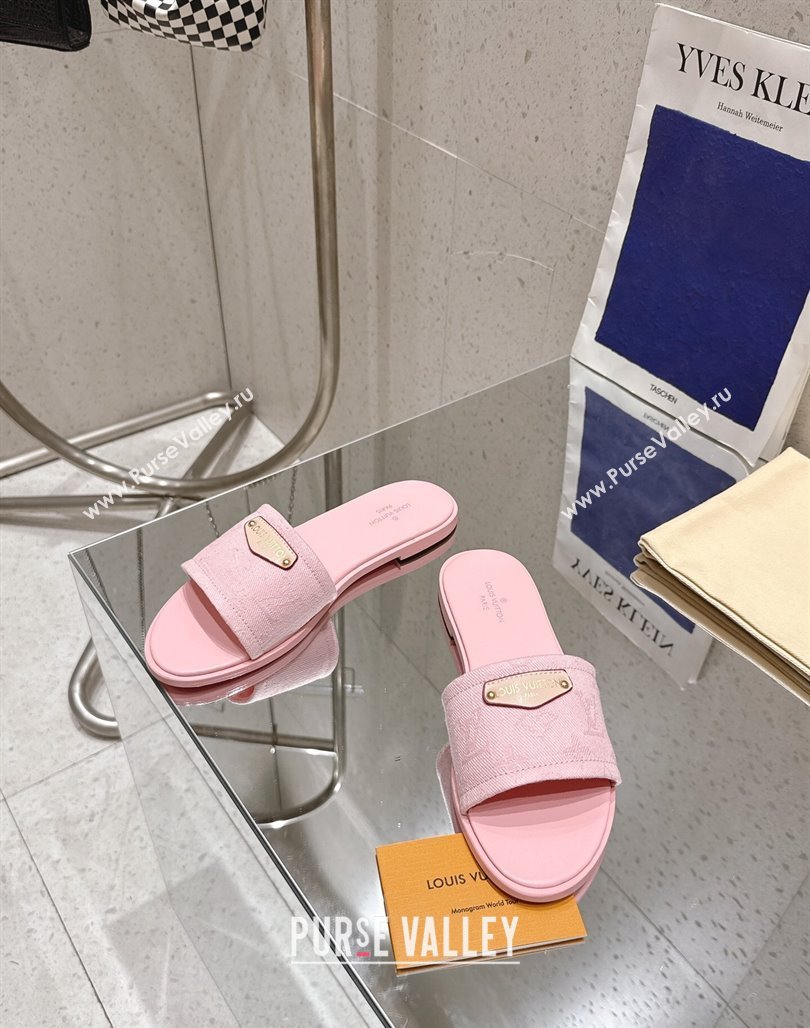 Louis Vuitton Lily Flat Slides Sandal in Monogram Denim Pink 2025 1AGX78 (MD-250422076)
