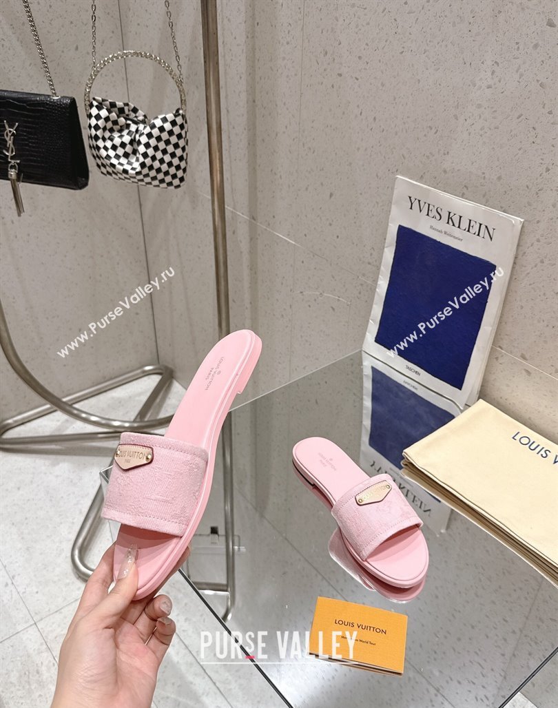Louis Vuitton Lily Flat Slides Sandal in Monogram Denim Pink 2025 1AGX78 (MD-250422076)