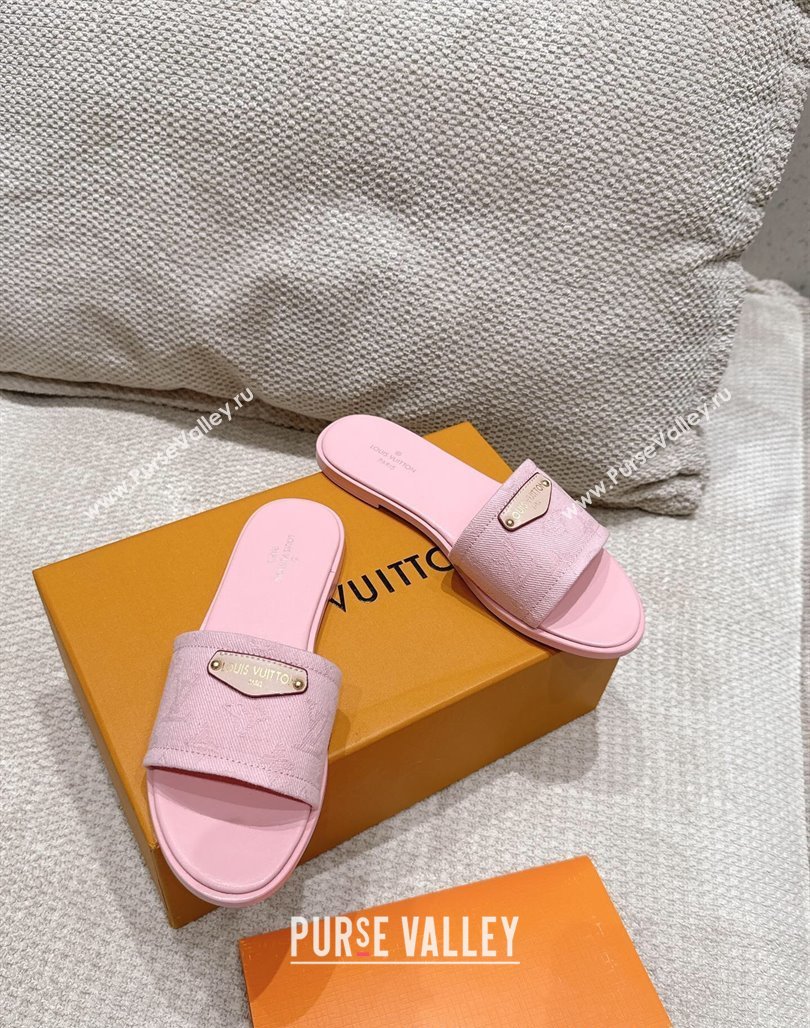 Louis Vuitton Lily Flat Slides Sandal in Monogram Denim Pink 2025 1AGX78 (MD-250422076)