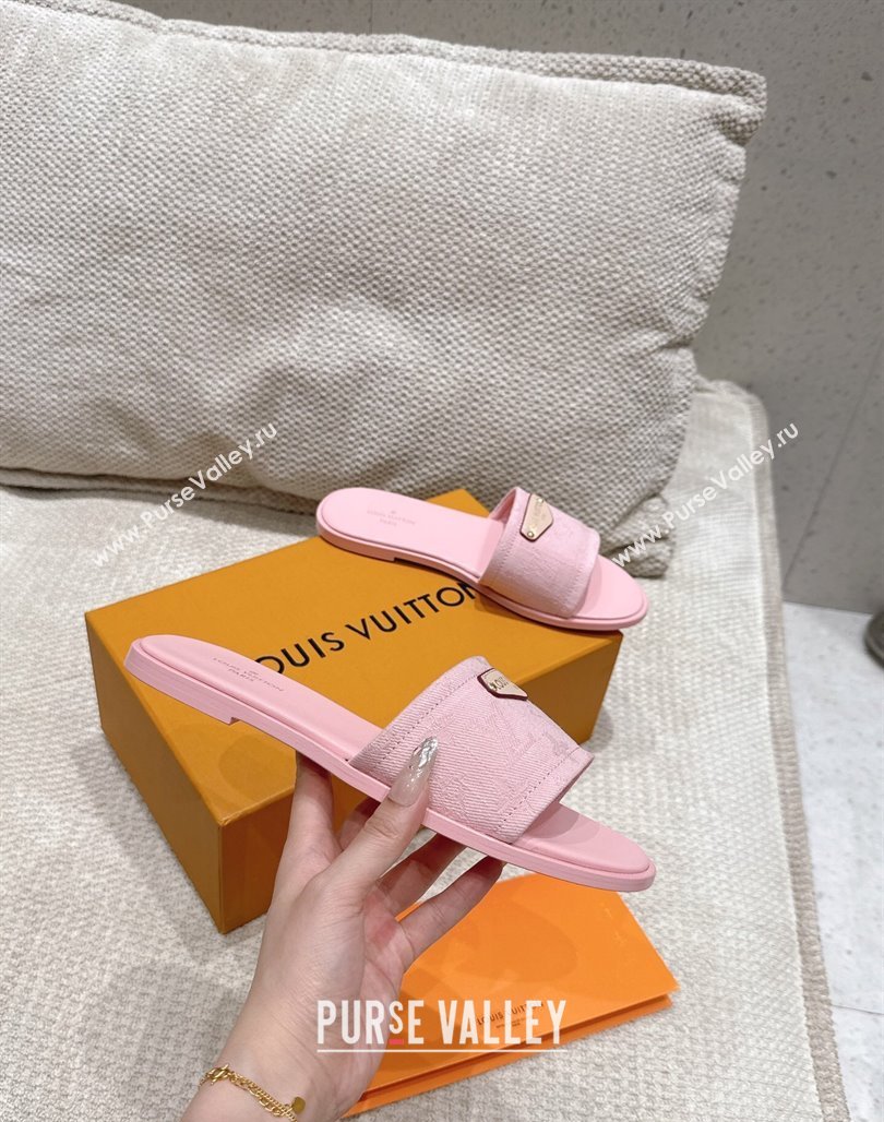 Louis Vuitton Lily Flat Slides Sandal in Monogram Denim Pink 2025 1AGX78 (MD-250422076)