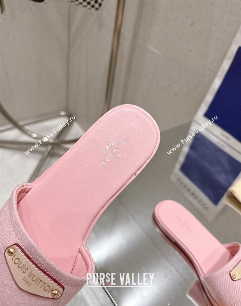 Louis Vuitton Lily Flat Slides Sandal in Monogram Denim Pink 2025 1AGX78 (MD-250422076)