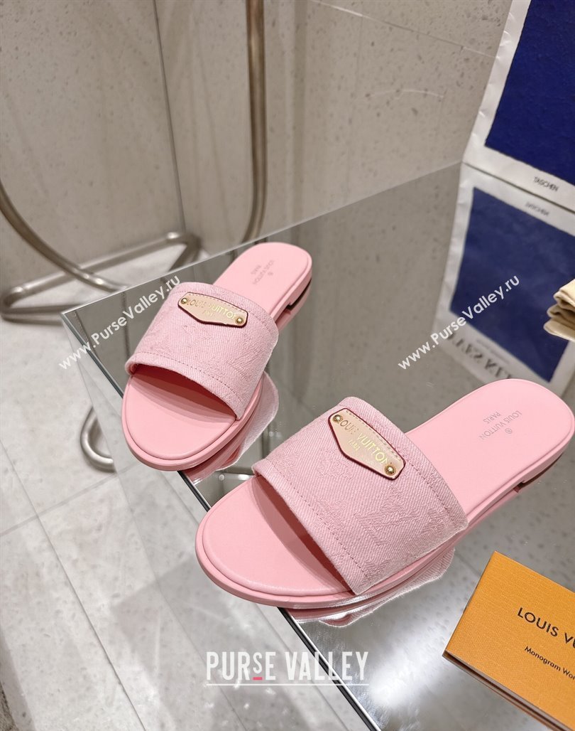 Louis Vuitton Lily Flat Slides Sandal in Monogram Denim Pink 2025 1AGX78 (MD-250422076)