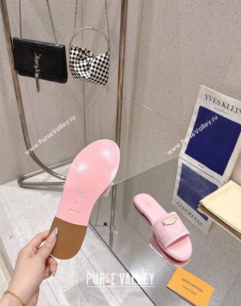 Louis Vuitton Lily Flat Slides Sandal in Monogram Denim Pink 2025 1AGX78 (MD-250422076)