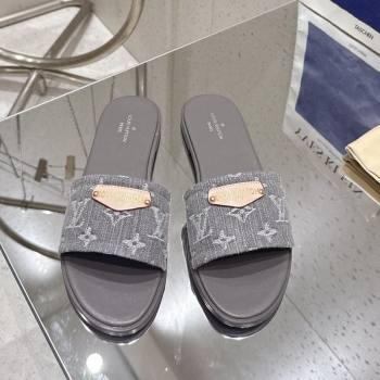 Louis Vuitton Lily Flat Slides Sandal in Monogram Denim Grey 2025 1AGX78 (MD-250422077)