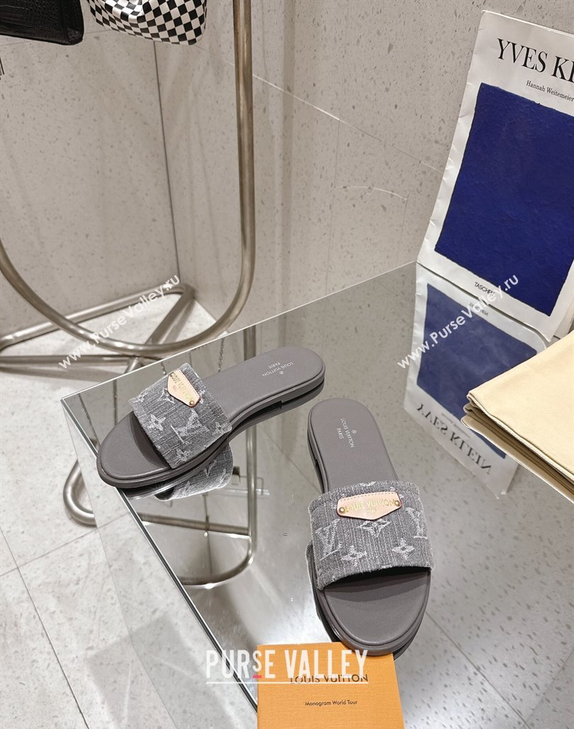 Louis Vuitton Lily Flat Slides Sandal in Monogram Denim Grey 2025 1AGX78 (MD-250422077)