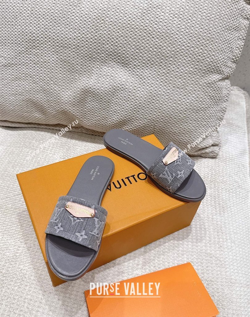 Louis Vuitton Lily Flat Slides Sandal in Monogram Denim Grey 2025 1AGX78 (MD-250422077)