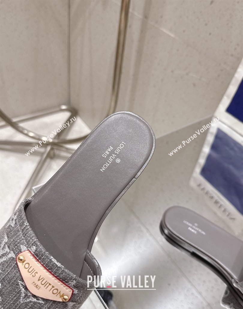 Louis Vuitton Lily Flat Slides Sandal in Monogram Denim Grey 2025 1AGX78 (MD-250422077)