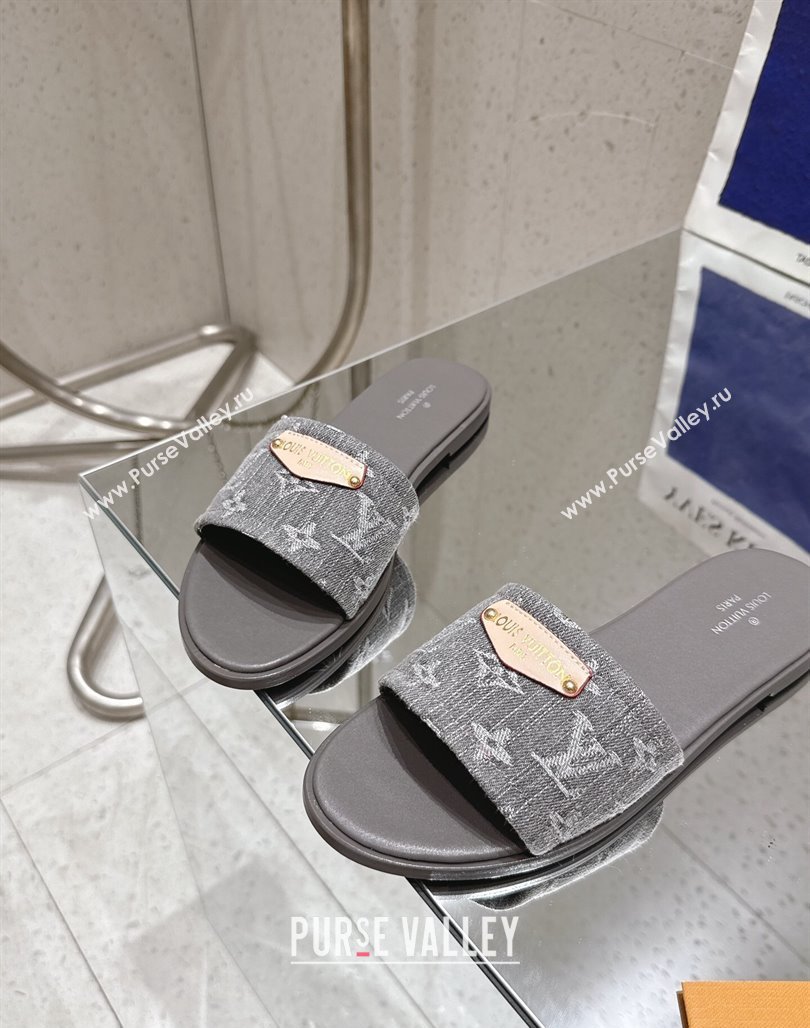 Louis Vuitton Lily Flat Slides Sandal in Monogram Denim Grey 2025 1AGX78 (MD-250422077)