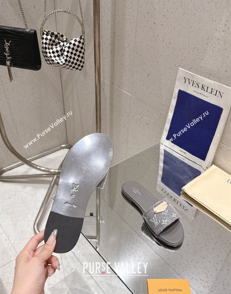 Louis Vuitton Lily Flat Slides Sandal in Monogram Denim Grey 2025 1AGX78 (MD-250422077)