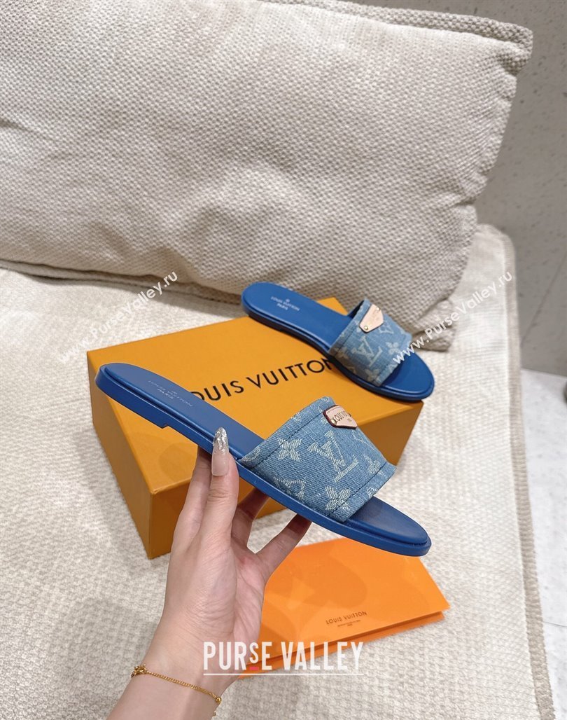 Louis Vuitton Lily Flat Slides Sandal in Monogram Denim Blue 2025 1AGX78 (MD-250422078)