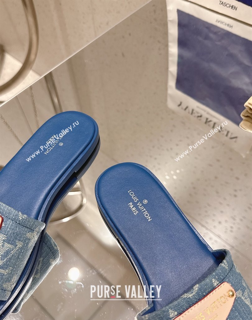 Louis Vuitton Lily Flat Slides Sandal in Monogram Denim Blue 2025 1AGX78 (MD-250422078)